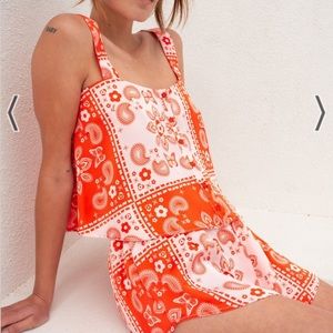 Lisa Says Gah! Frankie Satin Lounge Set in Red Bandana Print, Size 2XL, BNWT